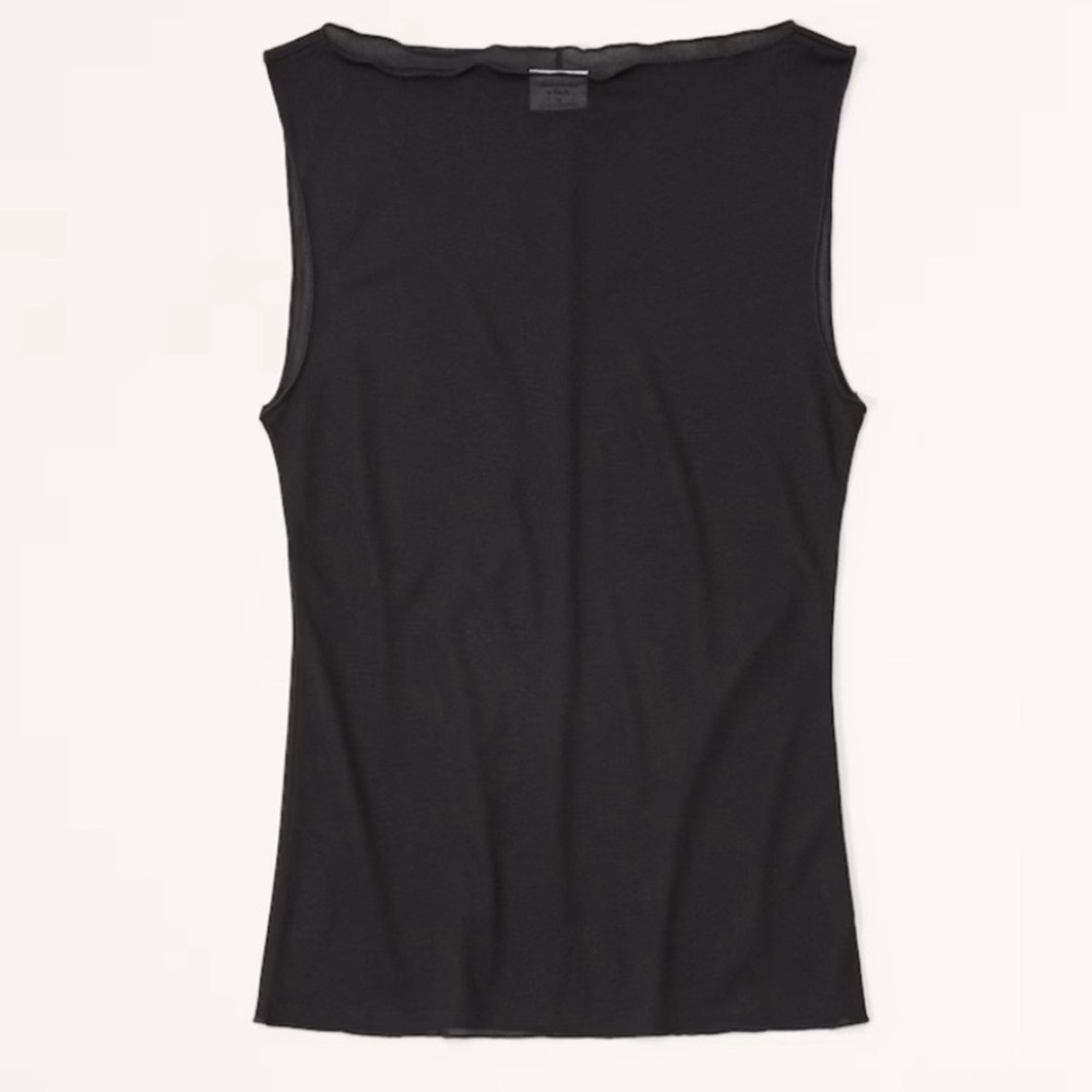 Abercrombie & Fitch | Mesh Slash shell top | Boat neck | Black | Small